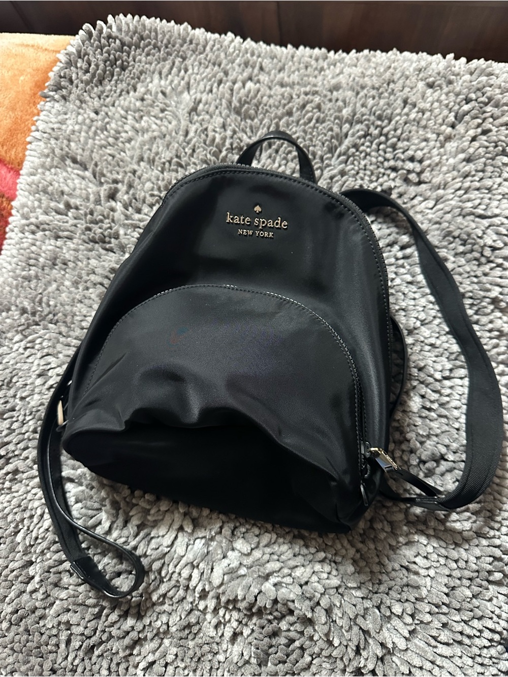 kate spade Black Nylon Mini Backpack with Gold Logo